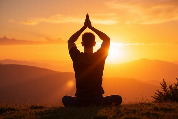 Uomo che pratica yoga all'aperto, simbolo di benessere e salute maschile.